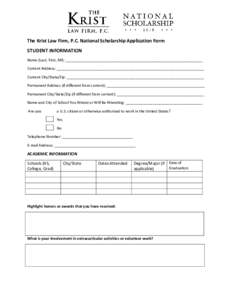 Microsoft Word - Krist Law Firm National Scholarship Application Form.docx