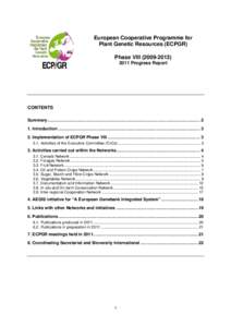 European Cooperative Programme for Plant Genetic Resources (ECPGR) Phase VIII Progress Report  CONTENTS