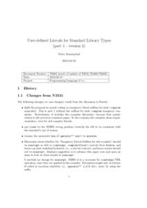 User-defined Literals for Standard Library Types (part 1 - version 4) Peter SommerladDocument Number: