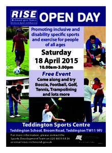 Richmond upon Thames  Inclusive Spor t and Exercise OPEN DAY