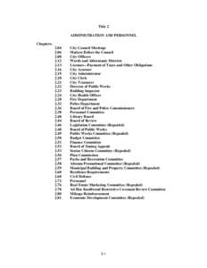 Title 2 ADMINISTRATION AND PERSONNEL Chapters: 