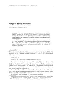 Acta Mathematica Universitatis Ostraviensis n (20xy) ab–cd  1 Range of density measures Martin Sleziak1 and Miloˇs Ziman