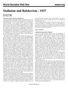 World Socialist Web Site  wsws.org Stalinism and Bolshevism[removed]By Leon Trotsky
