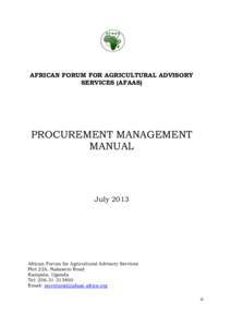 AFRICAN FORUM FOR AGRICULTURAL ADVISORY SERVICES (AFAAS) PROCUREMENT MANAGEMENT MANUAL