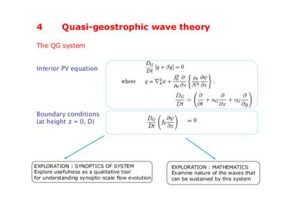 4  Quasi-geostrophic wave theory The QG system Interior PV equation