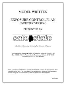MODEL WRITTEN EXPOSURE CONTROL PLAN (INDUSTRY VERSION) PRESENTED BY  A Confidential Consulting Service by The University of Alabama