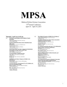 MPSA Midwest Political Science Association 73stAnnual Conference April 16 - April 19, 2015  Thursday, April 16 at 9:45 am