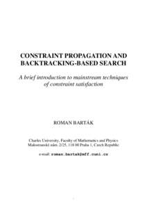 Constraint Propagation and Backtracking-based Search