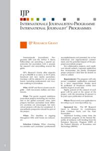 IJP Internationale Journalisten-Programme International Journalist’ Programmes IJP Research Grant  Internationale