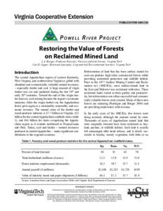 PUBLICATION[removed]Powell River Project Restoring the Value of Forests on Reclaimed Mined Land