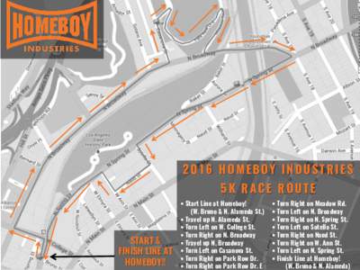 2016 HOMEBOY INDUSTRIES 5K RACE ROUTE START & FINISH LINE AT HOMEBOY!!