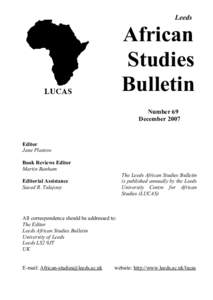 Leeds  African Studies Bulletin Number 69