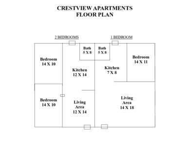 CRESTVIEW APARTMENTS FLOOR PLAN 2 BEDROOMS  1 BEDROOM