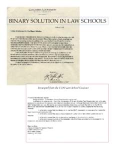 BINARY SOLUTION IN LAW SCHOOLS   