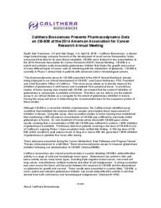 Calithera AACR Data Release - draft vF