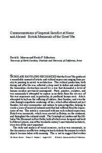 Commemorations of Imperial Sacrifice at Home 		 and Abroad: British Memorials of the Great War David A. Johnson and Nicole F. Gilbertson  University of North Carolina, Charlotte and University of California, Irvine