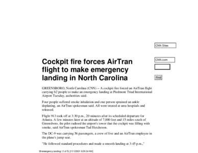 CNN.com - US - Cockpit fire forces AirTran flight to make emergency landing in North Carolina - August 8, 2000  U.S. News Editions | myCNN | Video | Audio | Headline News Brief | Free E-mail | Feedback