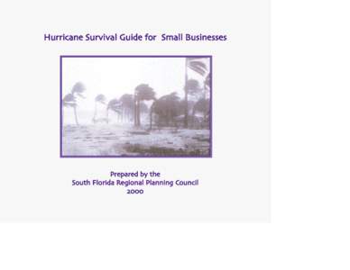 Hurricane Survival Guide for Small Businesses  Prepared by the South Florida Regional Planning Council 