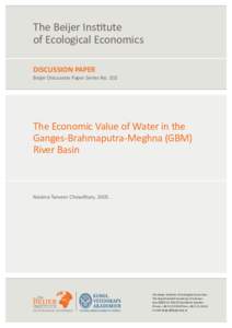 The Economic Value of Water in the Ganges-Brahmaputra-Meghna (GBM) River Basin