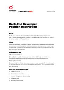 JANUARY[removed]WELLINGTON Back-End Developer Position Description