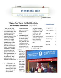 June[removed]In With the Tide Bay of Fundy Discovery Centre Association Newsletter Volume 1, Issue 1
