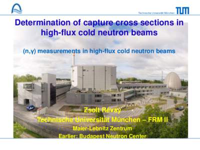 Technische Universität München  Determination of capture cross sections in high-flux cold neutron beams (n,γ) measurements in high-flux cold neutron beams