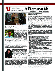 Aftermath February 2014 Volume 13, Number 2  Inquiry in Mathematics