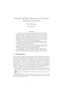 Automatic Modular Abstractions for Template Numerical Constraints∗ David Monniaux† May 26, 2010  Abstract