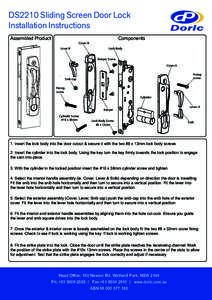 DS2210 Sliding Screen Door Lock Installation Instructions Assembled Product Components