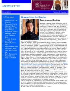 Enewsletter (The John W. Kluge Center at the Library of Congress) Winter 2012, Vol. 5, No. 1