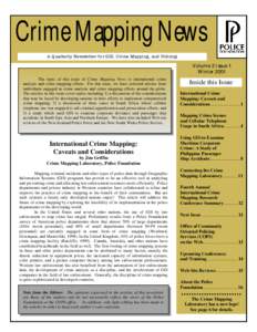 Crime Mapping News ��� ������� ����������������������� �� ������������������������� Volume 3 Issue 1