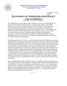 Statement of Administration Policy on S. 2685 – USA FREEDOM Act