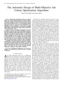 FINAL DRAFT PUBLISHED IN IEEE TRANSACTIONS ON EVOLUTIONARY COMPUTATION  1 The Automatic Design of Multi-Objective Ant Colony Optimization Algorithms