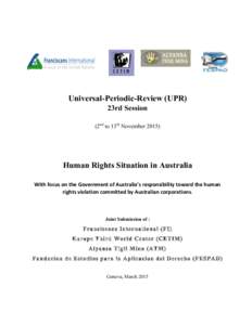  	
  	
  	
    Universal-Periodic-Review (UPR) 23rd Session (2nd to 13th November 2015)