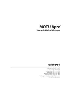 MOTU 8pre  ™ User’s Guide for Windows