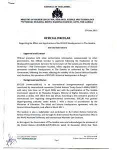 Official Circular regarding Euclid University by Ministry of Higher Education (MoHERST)