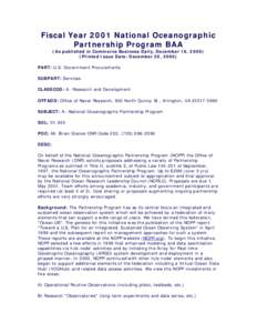 Fiscal Year 2001 National Oceanographic Partnership Program BAA
