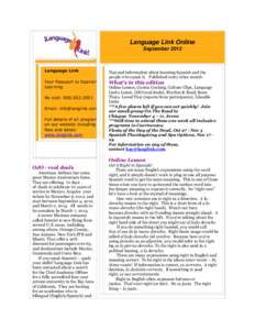 Language Link Online September 2012 Language Link Your Passport to Spanish Learning