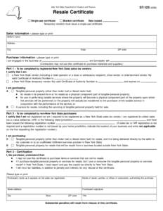 Form ST-120: June 1999, Resale Certificate, ST120
