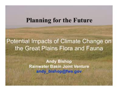 Planning for the Future Potential Impacts of Climate Change on the Great Plains Flora and Fauna Andy Bishop Rainwater Basin Joint Venture 