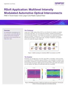 Application Case Study  RSoft Application: Multilevel Intensity Modulated Automotive Optical Interconnects PAM-4 Transmission Over Large-Core Plastic Optical Fiber