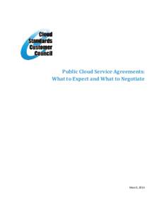 Public Cloud Service Agreements: What to Expect and What to Negotiate March, 2013  Contents