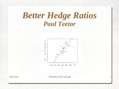 Better Hedge Ratios Paul Teetor April[removed]R/Finance 2011, Chicago