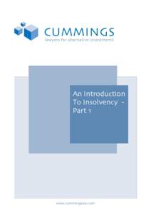 An Introduction To Insolvency Part 1 www.cummingslaw.com  An Introduction To Insolvency Part 1