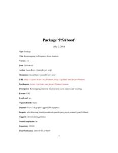 Package ‘PSAboot’ July 2, 2014 Type Package Title Bootstrapping for Propensity Score Analysis Version 1.1 Date[removed]