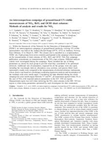 JOURNAL OF GEOPHYSICAL RESEARCH, VOL. 110, D08305, doi:2004JD005423, 2005  An intercomparison campaign of ground-based UV-visible measurements of NO2, BrO, and OClO slant columns: Methods of analysis and results 