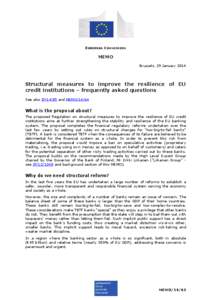 EUROPEAN COMMISSION  MEMO Brussels, 29 January[removed]Structural measures to improve the resilience of EU