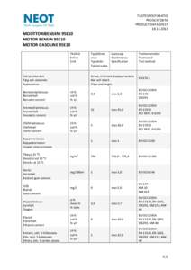 TUOTESPESIFIKAATIO PRODUKTDATA PRODUCT DATA SHEETMOOTTORIBENSIINI 95E10