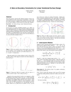 A Note on Boundary Constraints for Linear Variational Surface Design Andrew Nealen TU Berlin Abstract This note presents a proof for the subspace property of linear variational methods for fair surface design. Specifical