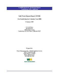 Solid Waste Disposal report for the Vandenberg Air Force Base 2008